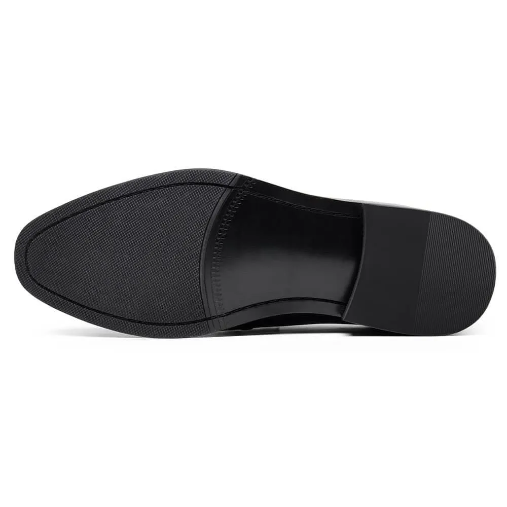 7 CM / 2.76 Inches CMR CHAMARIPA Height Increasing Shoes - Men's Black Slip-On Penny Loafers