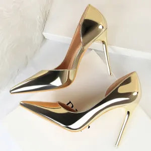 Amozae-2024 Plus Size 43 Newest Women 10.5cm High Heels Gold Pumps Female Stripper Tacons Lady Shoes High Heels Scarpins Fetish Shoes