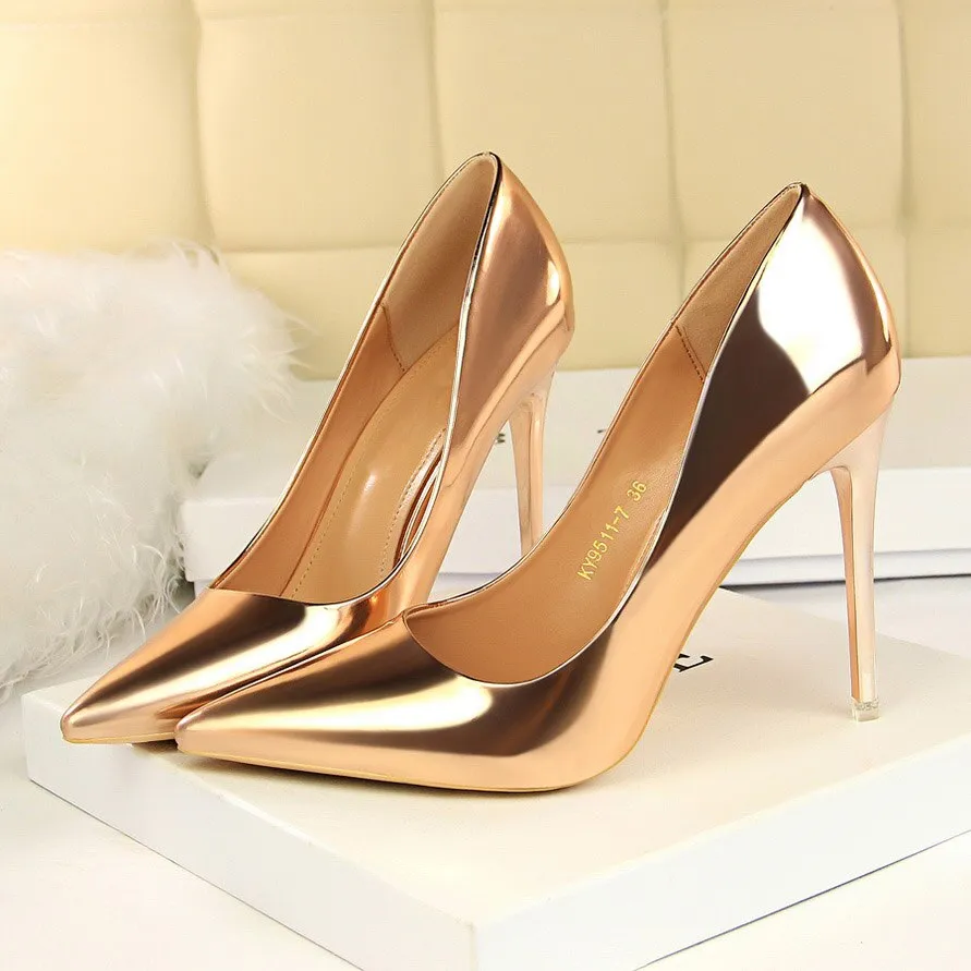 Amozae-2024 Plus Size 43 Newest Women 10.5cm High Heels Gold Pumps Female Stripper Tacons Lady Shoes High Heels Scarpins Fetish Shoes