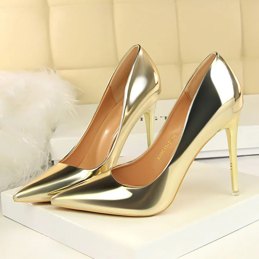 Amozae-2024 Plus Size 43 Newest Women 10.5cm High Heels Gold Pumps Female Stripper Tacons Lady Shoes High Heels Scarpins Fetish Shoes