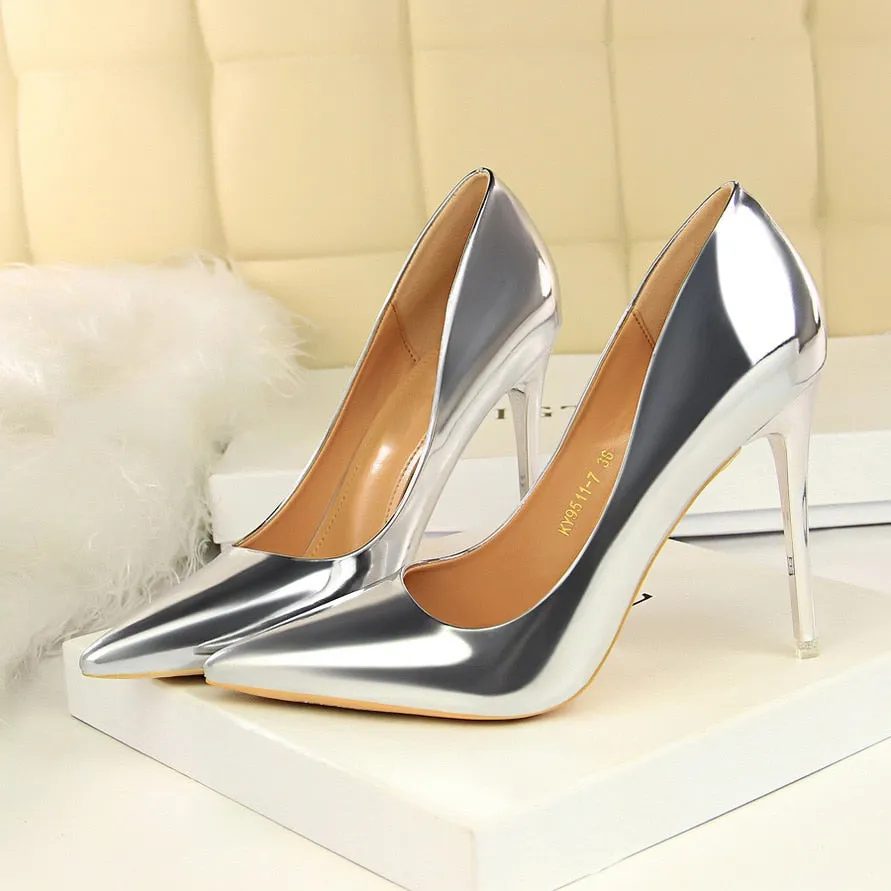 Amozae-2024 Plus Size 43 Newest Women 10.5cm High Heels Gold Pumps Female Stripper Tacons Lady Shoes High Heels Scarpins Fetish Shoes