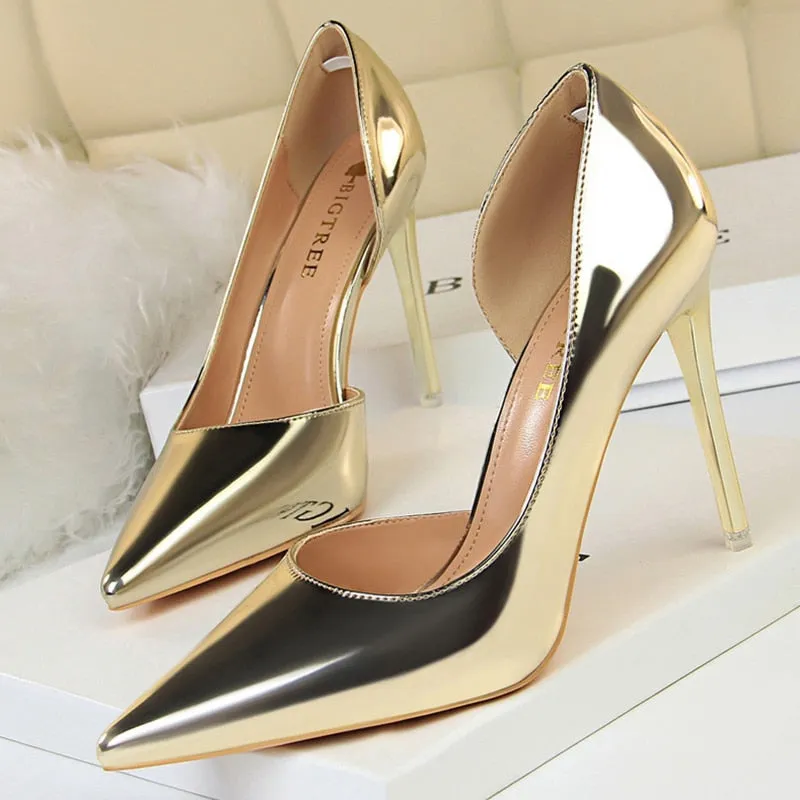 Amozae-2024 Plus Size 43 Newest Women 10.5cm High Heels Gold Pumps Female Stripper Tacons Lady Shoes High Heels Scarpins Fetish Shoes