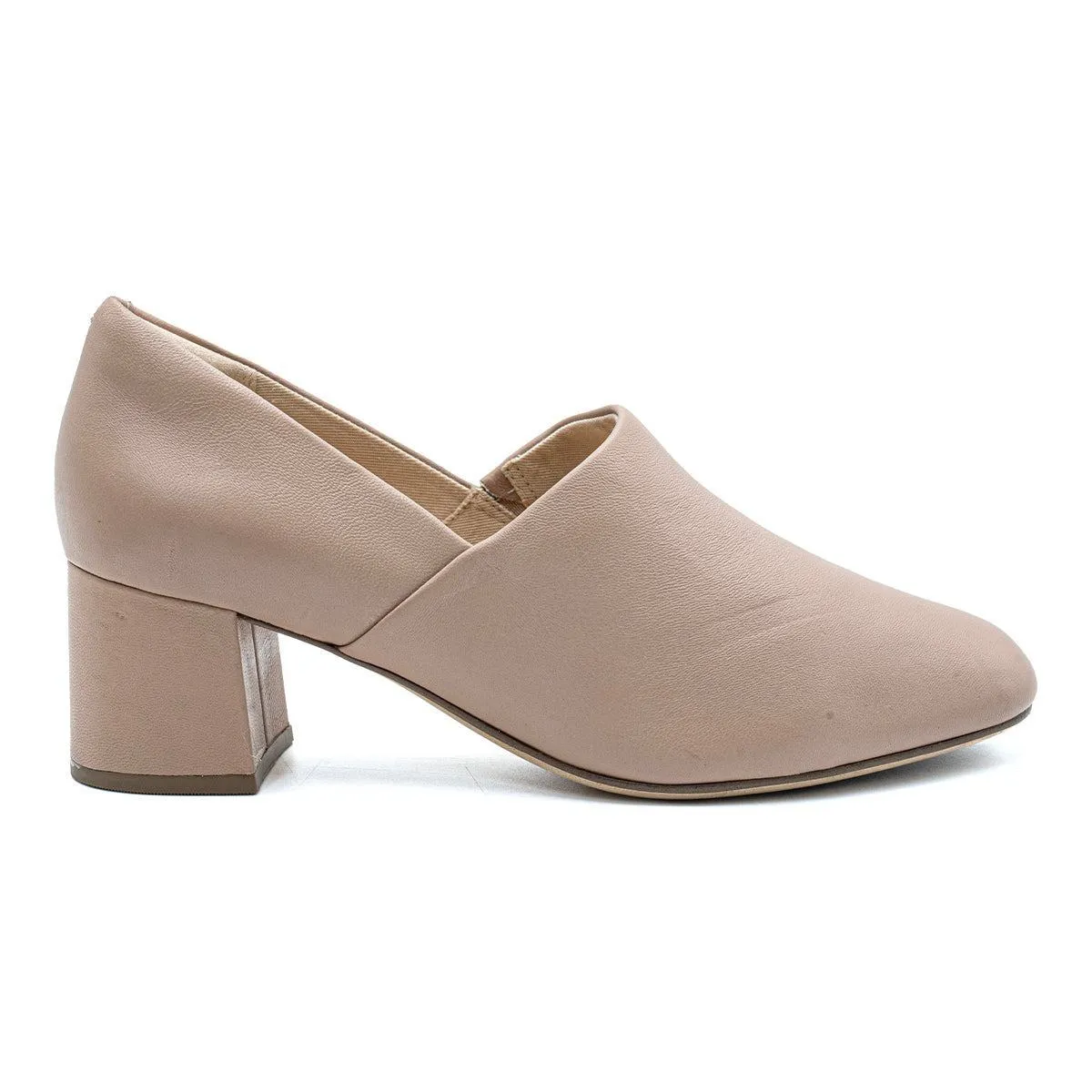 Clarks Block Pump High-Heel Shoes Leather Beige Colour For Women