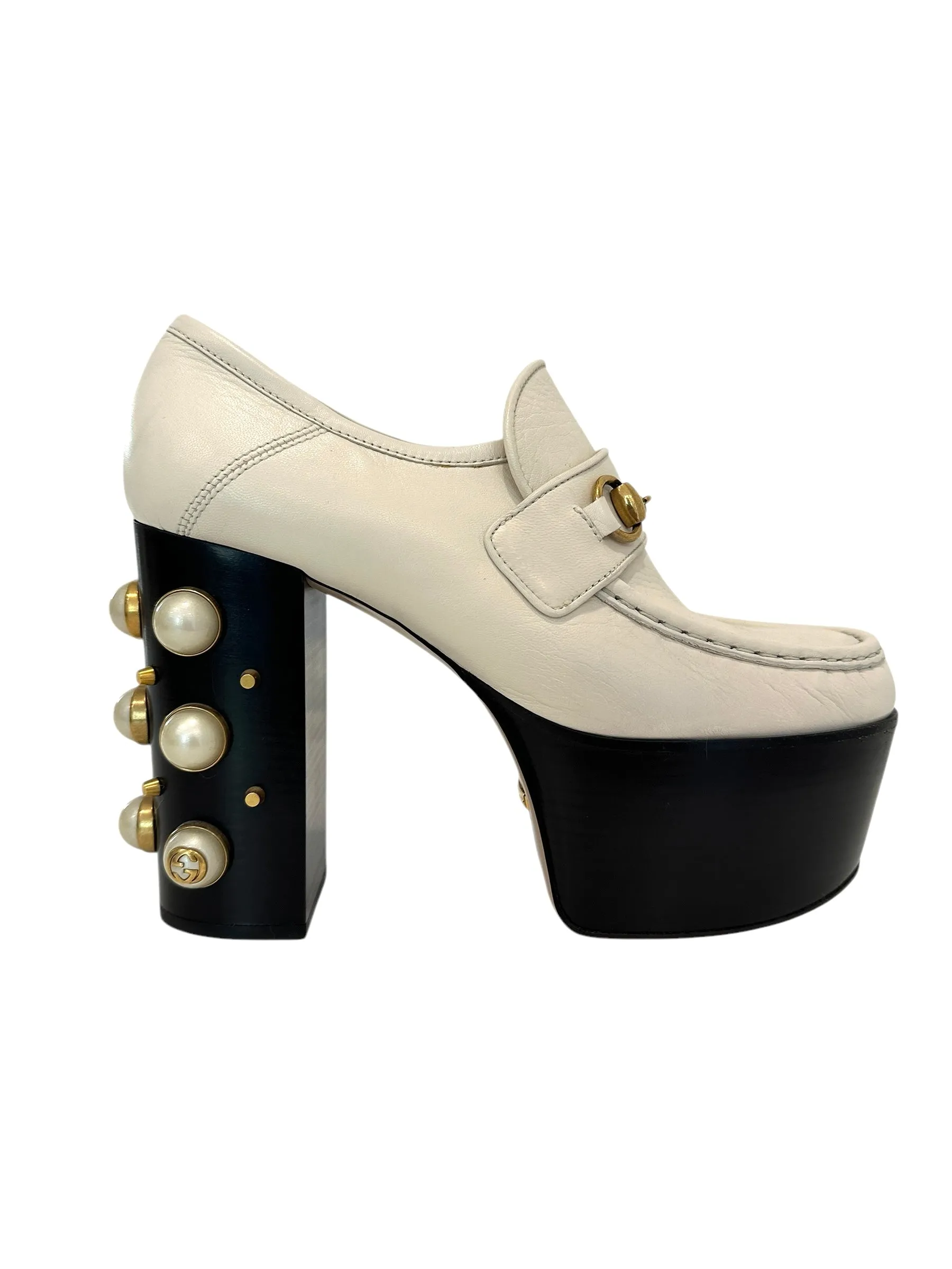 Cream Platform Loafers - 9