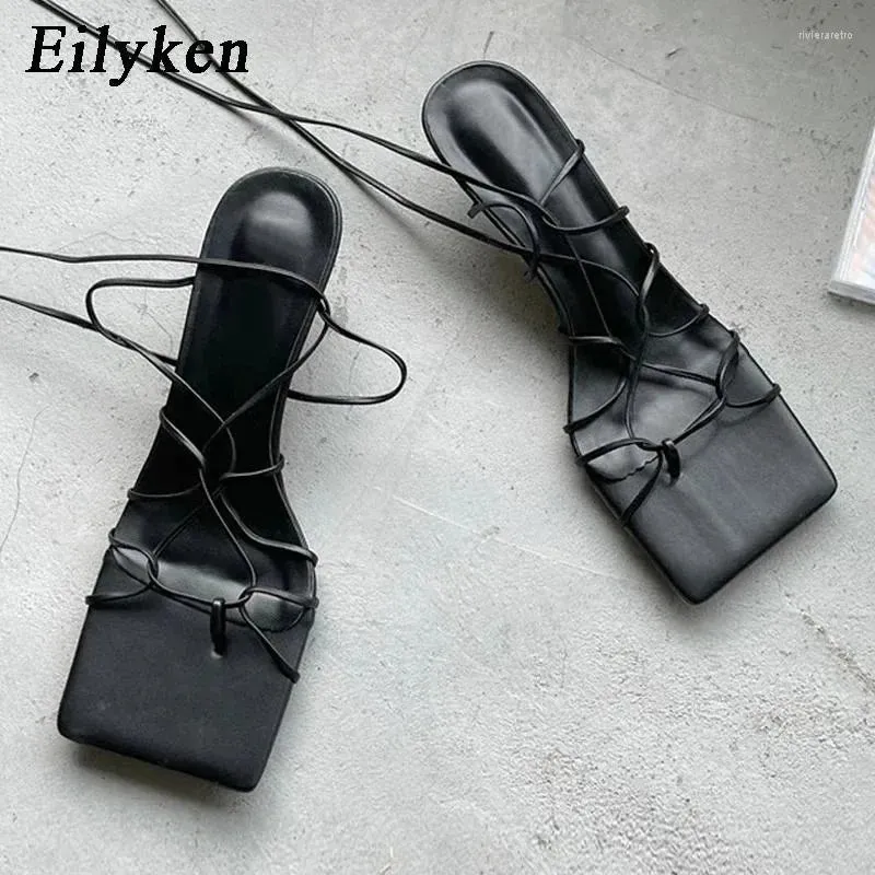 Dress Shoes Fashion Thin Low Heel Lace Up Rome Women Sandals Summer Gladiator Casual Narrow Band Ankle Strap Big Size 35-40