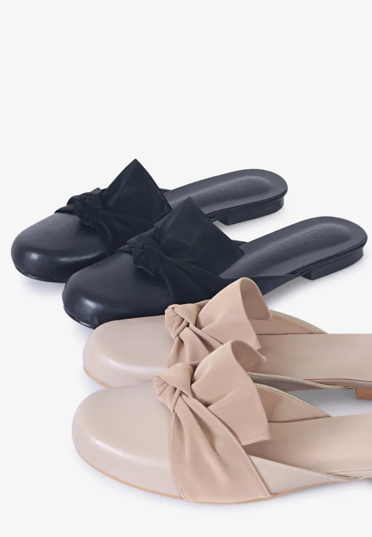 Flirty Ribbon Slip-On Flats - Black