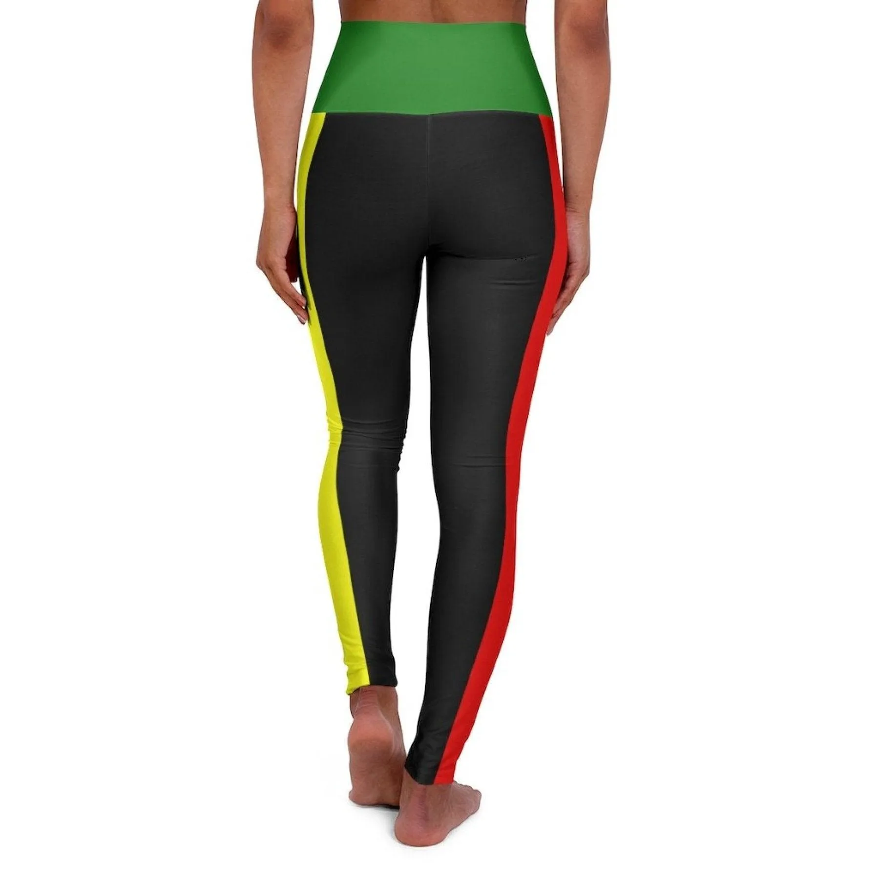 High Waisted Yoga Leggings, Black Red Yellow And Green Sports Pants