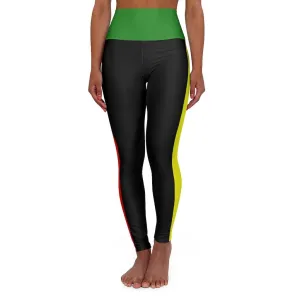 High Waisted Yoga Leggings, Black Red Yellow And Green Sports Pants