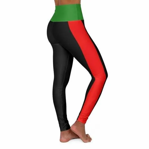 High Waisted Yoga Leggings, Black Red Yellow And Green Sports Pants