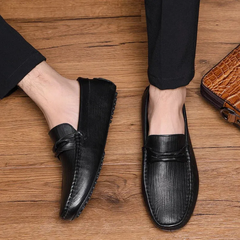 Hnzxzm Fashion Men Leather Casual Loafers Black Spring Summer Youth Breathable Moccasin Shoes Outdoor Business Formal Office Loafers