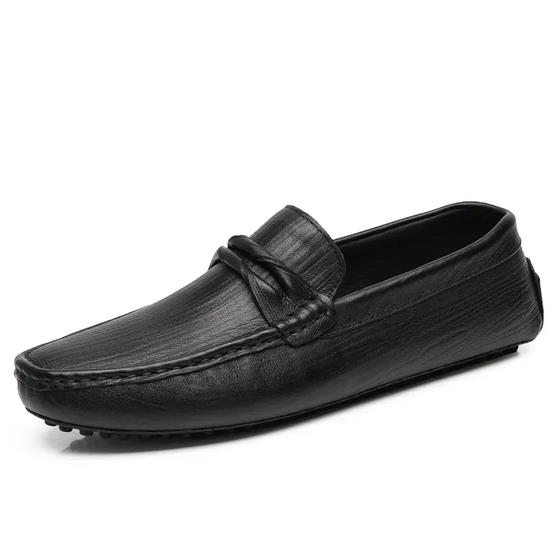 Hnzxzm Fashion Men Leather Casual Loafers Black Spring Summer Youth Breathable Moccasin Shoes Outdoor Business Formal Office Loafers