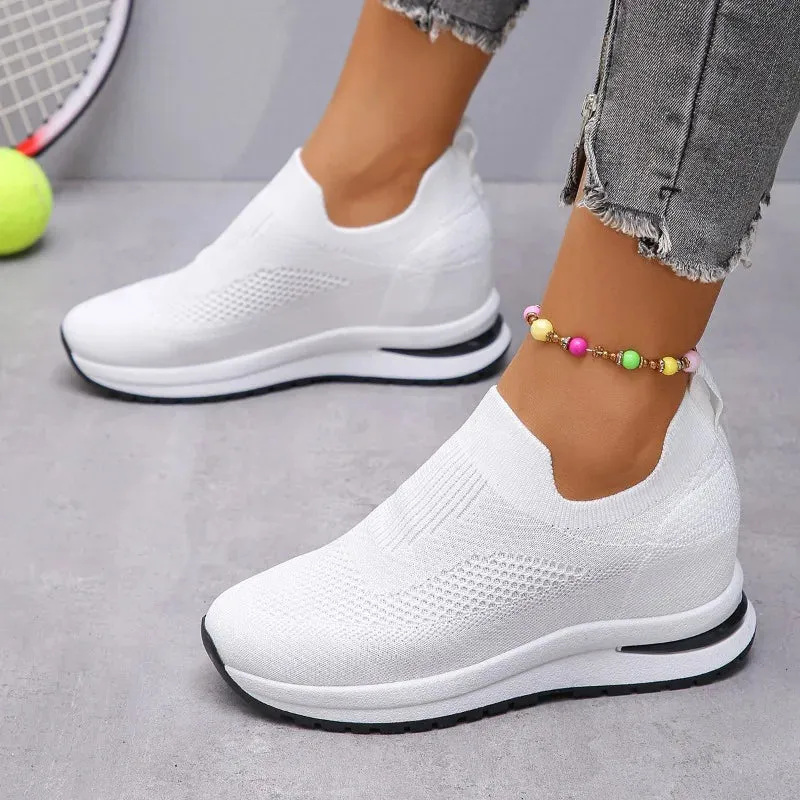 Hnzxzm New Women Platform Sneakers Spring Fashion Women Vulcanize Shoes Lace-up Mesh Breathable Women Casual Shoes Tenis Feminino