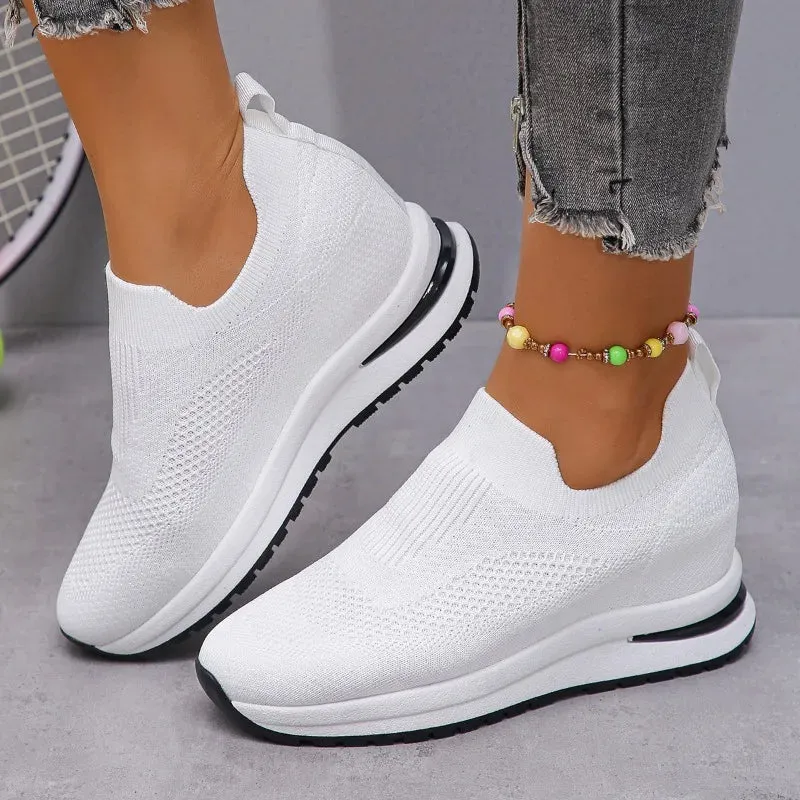 Hnzxzm New Women Platform Sneakers Spring Fashion Women Vulcanize Shoes Lace-up Mesh Breathable Women Casual Shoes Tenis Feminino