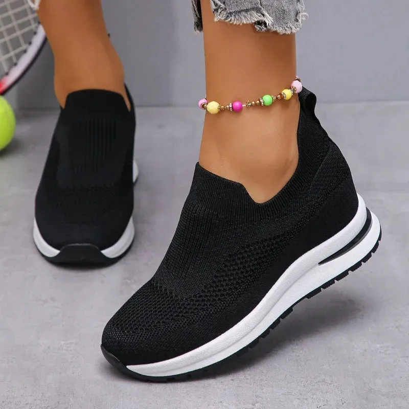 Hnzxzm New Women Platform Sneakers Spring Fashion Women Vulcanize Shoes Lace-up Mesh Breathable Women Casual Shoes Tenis Feminino