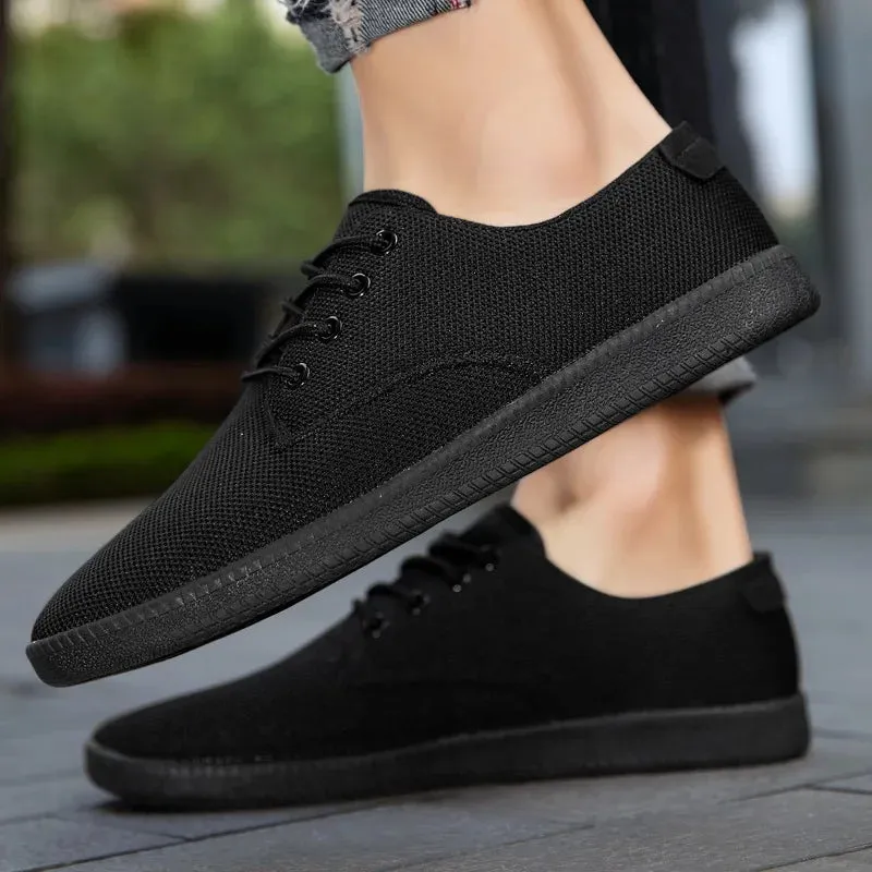 Hnzxzm Soft Soled Canvas Lace Up Working Flats Shoes Mesh Breathable Casual Sneakers Big Size 39-46 Footwear