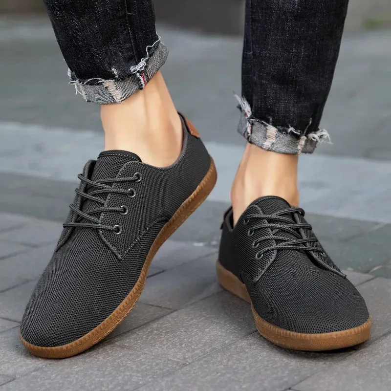 Hnzxzm Soft Soled Canvas Lace Up Working Flats Shoes Mesh Breathable Casual Sneakers Big Size 39-46 Footwear