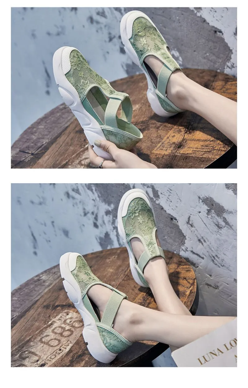 Hnzxzm Summer Shoes Women Flats Thick Sole Women Casual Shoes Breathable Cloth Brand Ladies Footwear White Green A4524