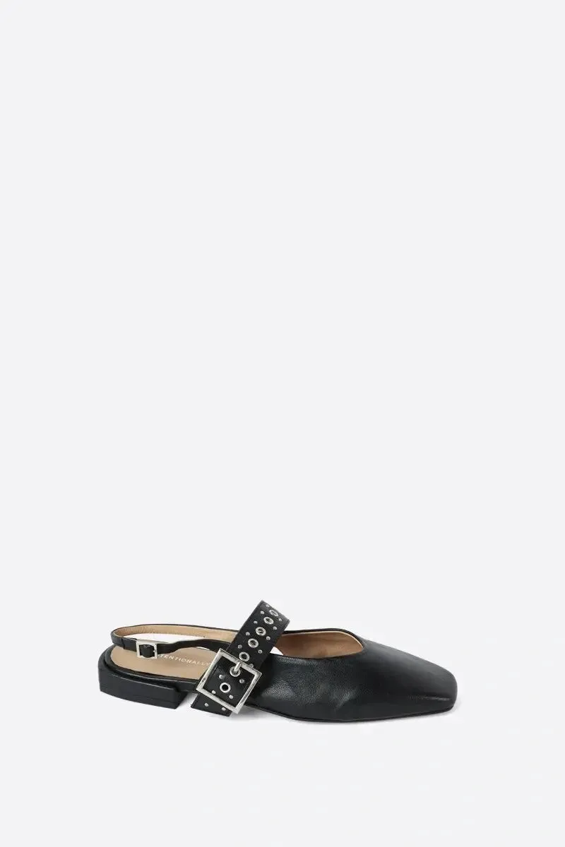 Intentionally Blank Pearl Singleback Ballet Flat in Black Sole