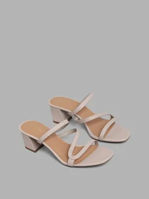 LUNA BLU Ivory Strap Block Heel Sandals