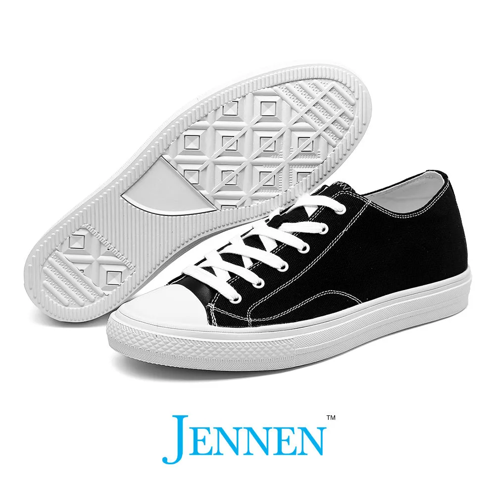 Mr. Jack 6cm | 2.4 inches Black Canvas Elevator Sneakers