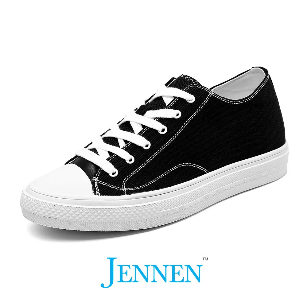 Mr. Jack 6cm | 2.4 inches Black Canvas Elevator Sneakers