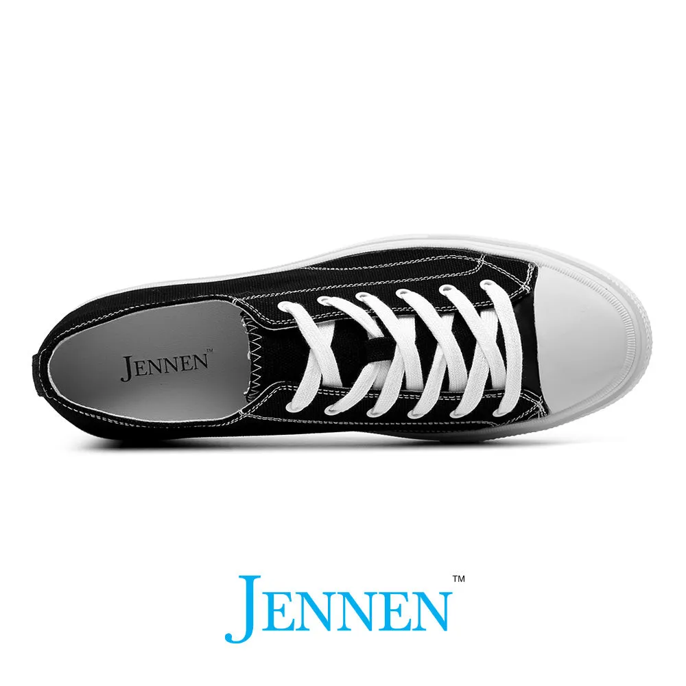 Mr. Jack 6cm | 2.4 inches Black Canvas Elevator Sneakers