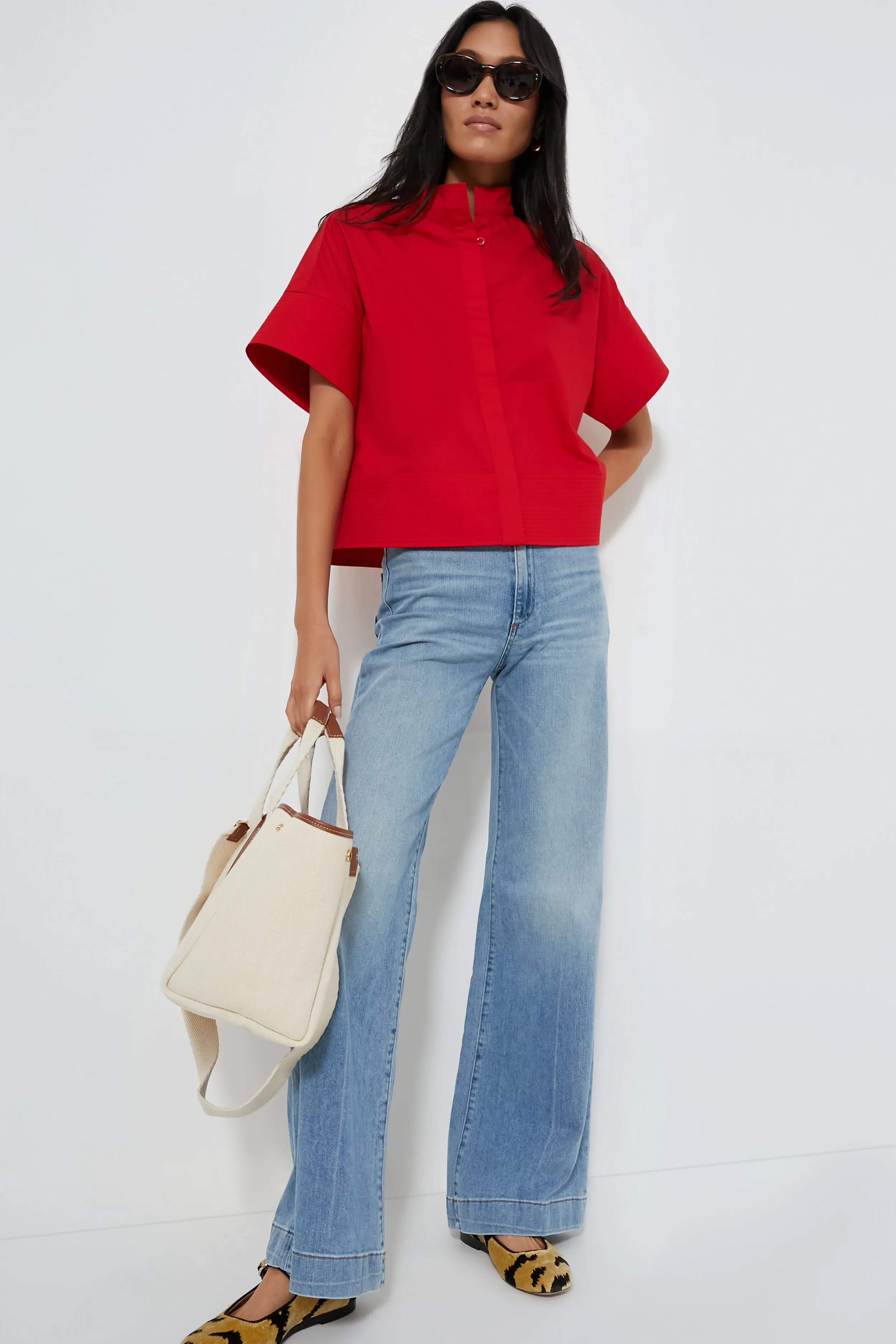 Red Trapunto Stitch Sofia Shirt