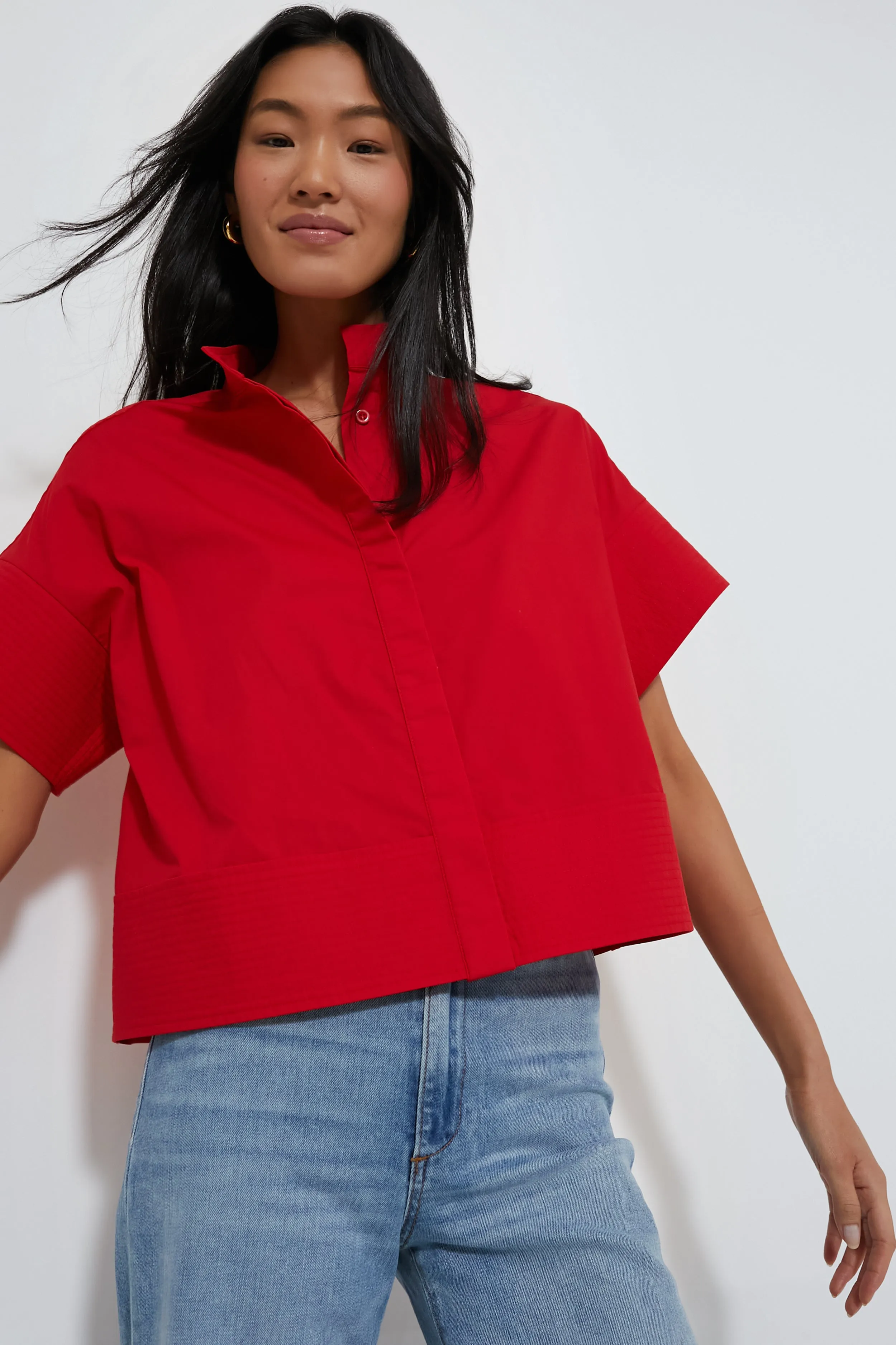 Red Trapunto Stitch Sofia Shirt