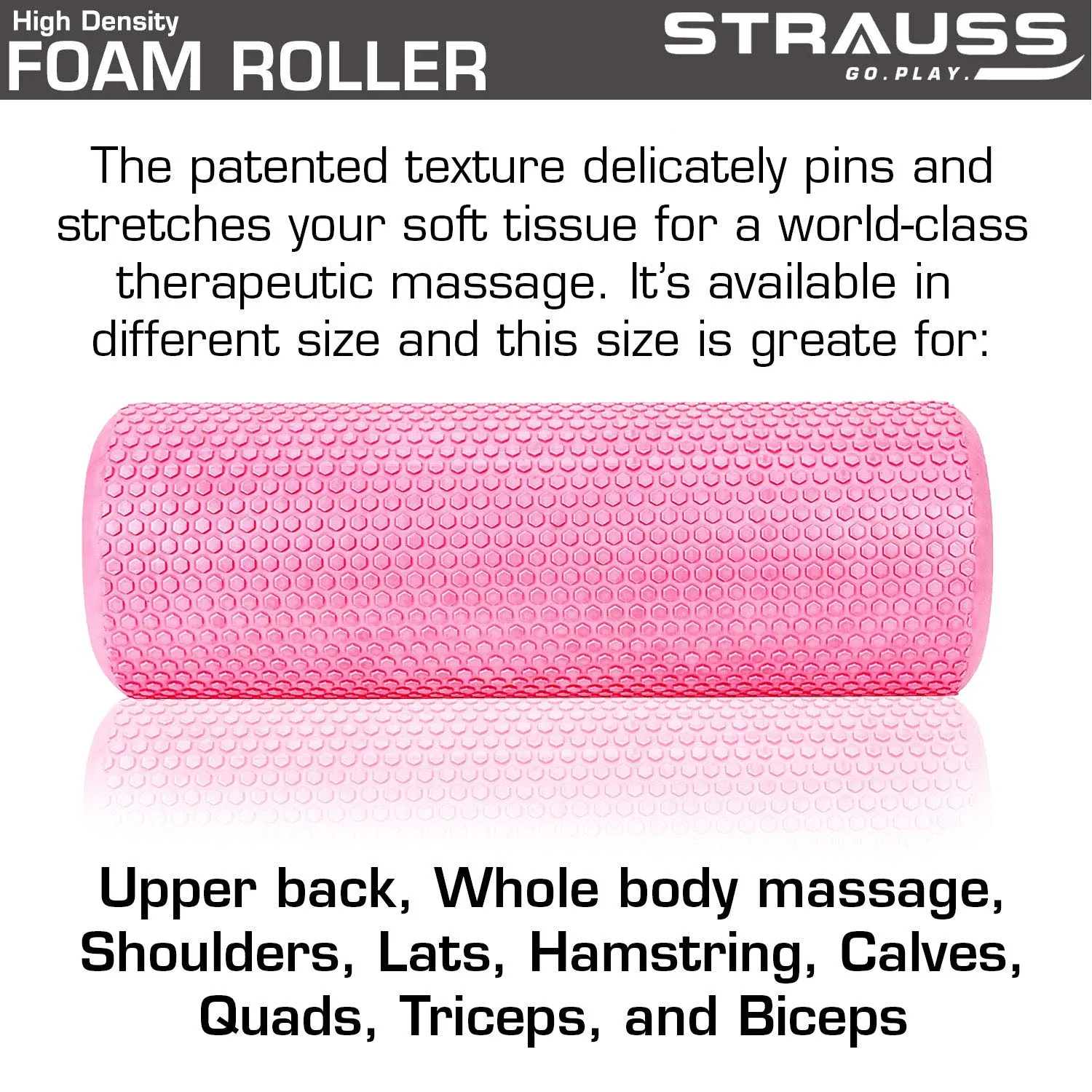 Strauss Foam Roller (Pink), 30 cm and Dual Yoga Massage Ball (Pink)