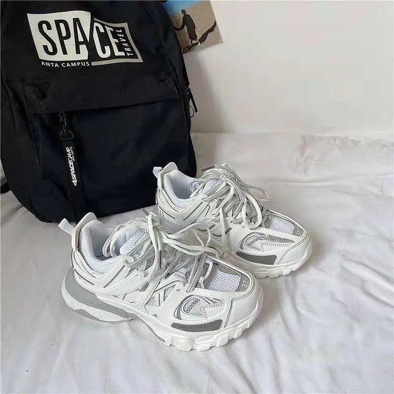 Stylish Brand Design Women Sneakers Cute Pink Chunky Shoes Ladies Breathable Mesh Trainers Women's Light White Sport Shoes