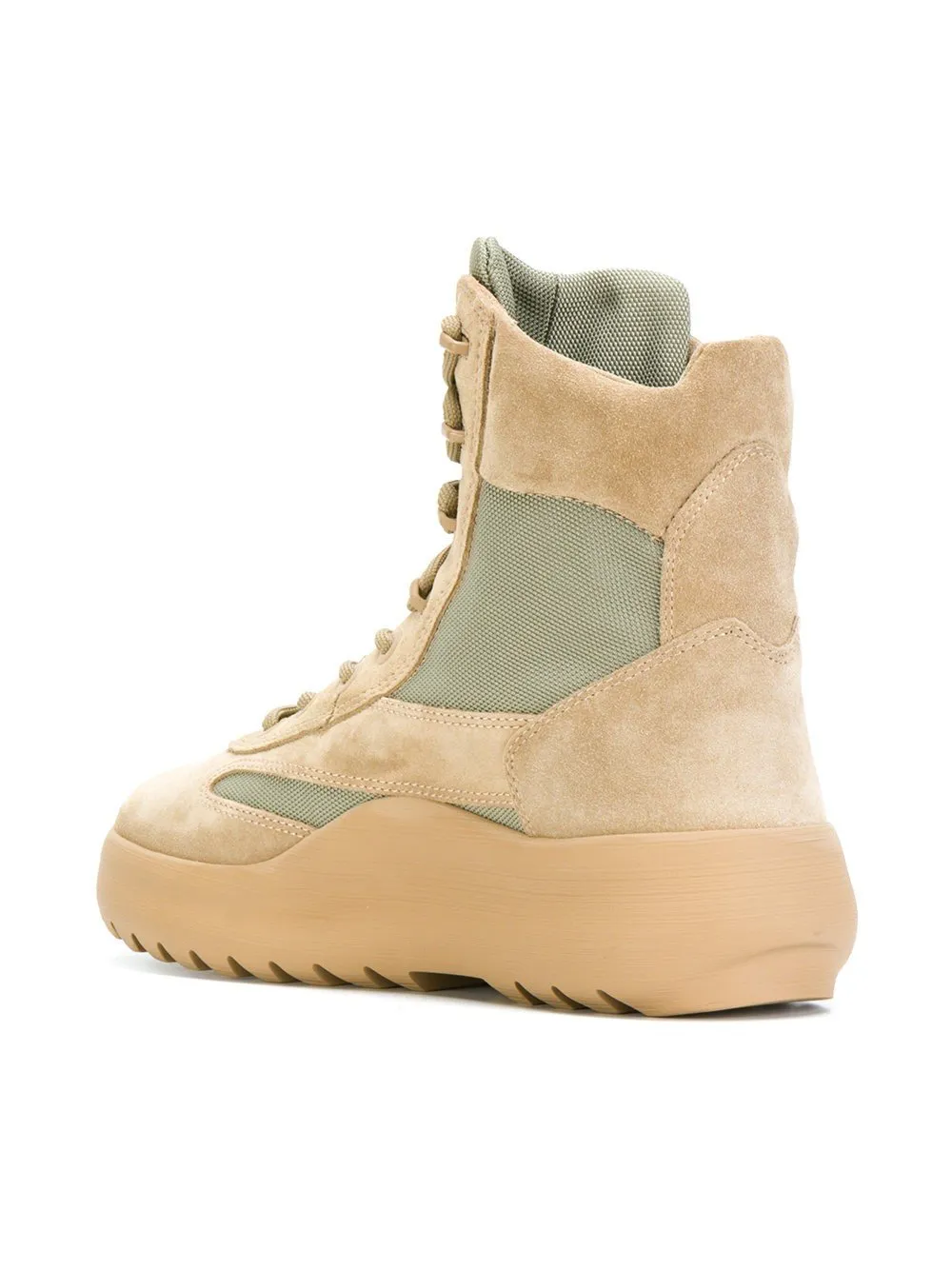 Taupe Thick Suede and Nylon Military Boot