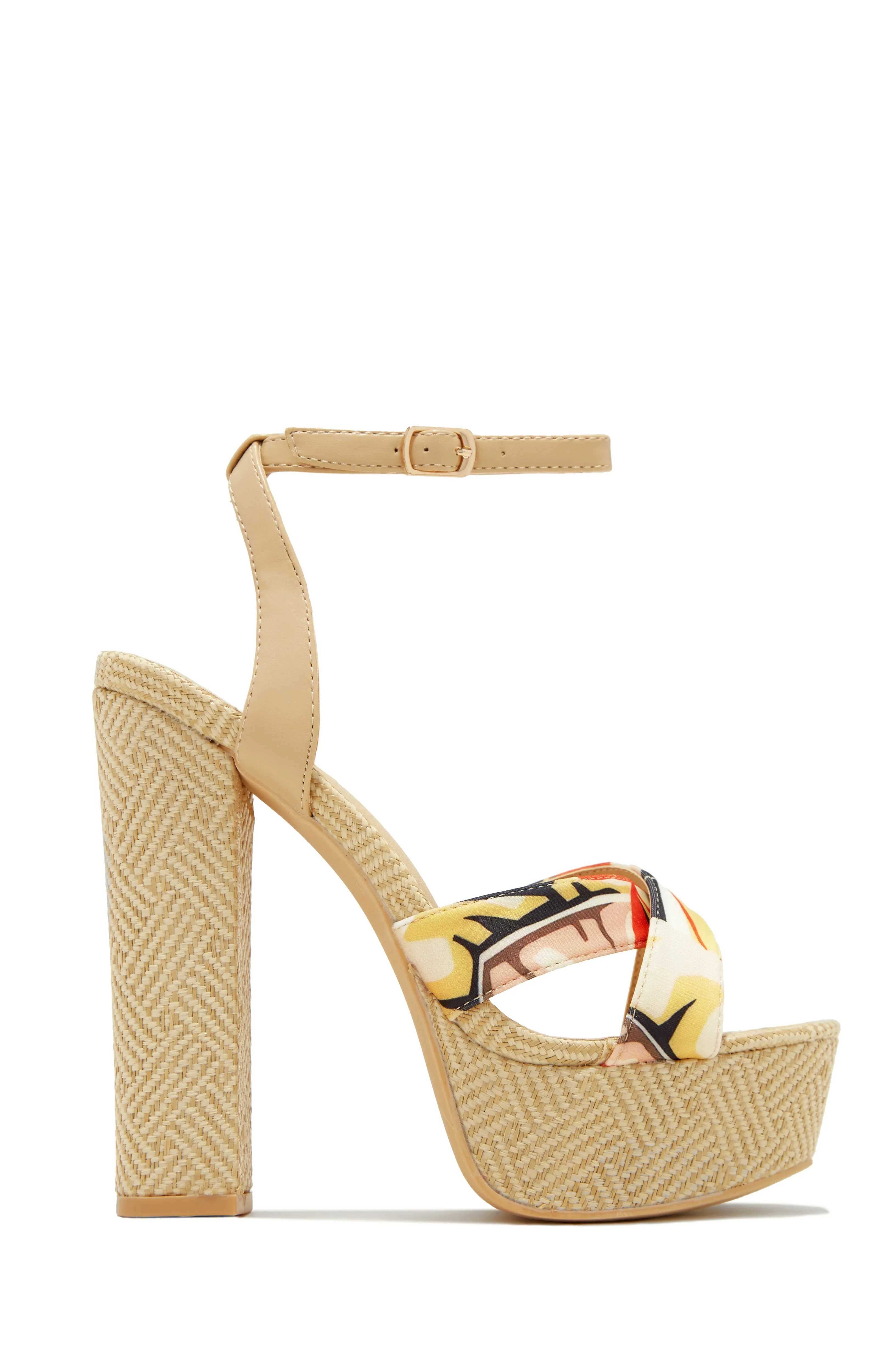 The Tropics Platform Block High Heels - Nude