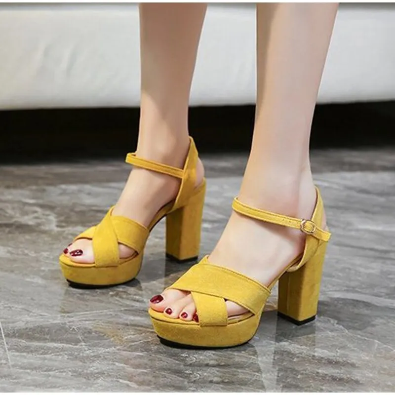 Women Sandals Thick High Heels Peep Toe Platform Ladies Summer Shoes Buckle Strap Pumps Female Footwear Casual Woman Shoe